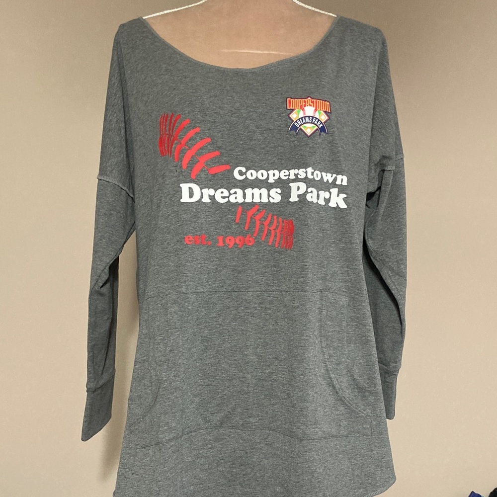 Cooperstown Dreams Park Gray Long Sleeve Shirt w/ Kangaroo Pocket - size XL